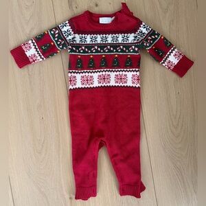 The Children’s Place Festive Red and Green Baby Playsuit (Size 3-6m)
